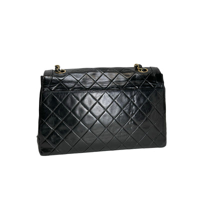 Used CHANEL Quilted Quilted Classic Flap Bag Shoulder Bag Black Gold