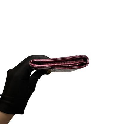 Used CHANEL Quilted Aged Calfskin 2.55 Flap Wallet Wallet Burgundy Metallic