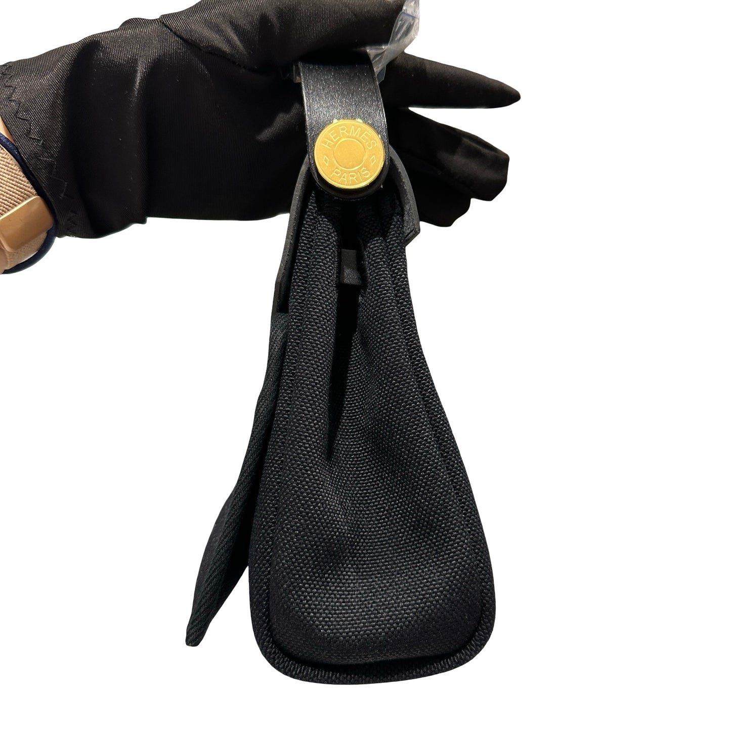 Brand New HERMES Toile Herbag Two Way Shoulder Bag Black Noir