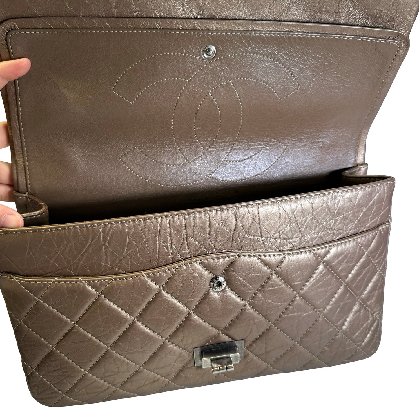 Used CHANEL Quilted 2.55 Reissue Chain Shoulder Bag Bronze