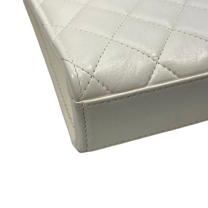 Used CHANEL Phone Holder Shoulder Bag White GHW
