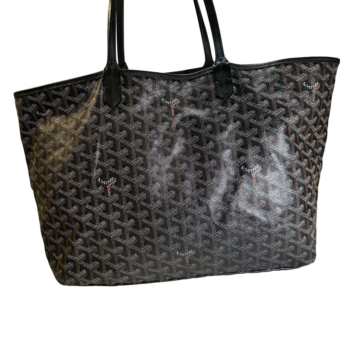 Used GOYARD Goyardine Saint Louis Tote Bag Black GHW