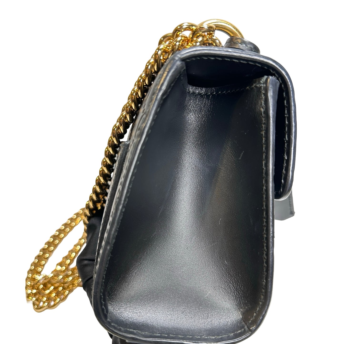 Used GUCCI Calfskin Leather Padlock Shoulder Bag Black GHW