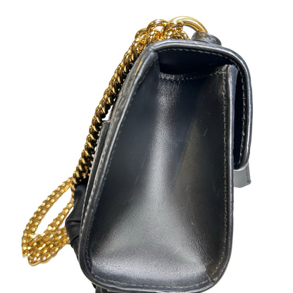 Used GUCCI Calfskin Leather Padlock Shoulder Bag Black GHW