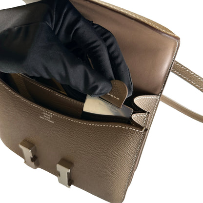 Brand New HERMES Epsom Leather Constance Crossbody Bag Etoupe