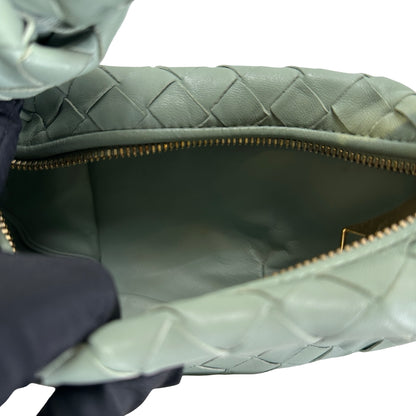 Used BOTTEGA VENETA Lambskin Mini Jodie Handbag Green GHW