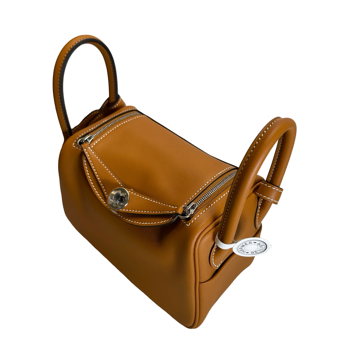 Brand New HERMES Swift Mini Lindy Shoulder Bag Toffee PHW