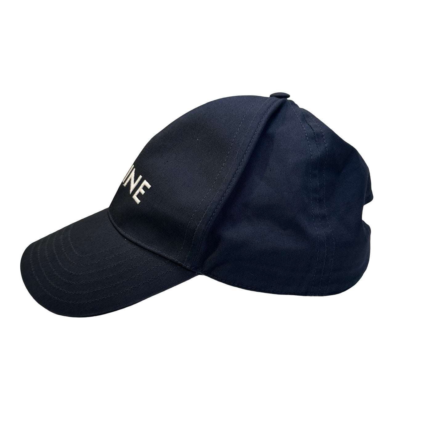 Used CELINE Logo Baseball Cap Hat Navy GHW