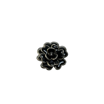 Used CHANEL Camellia Enamel Camellia Brooch Brooch Black Silver