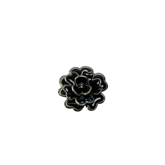 Used CHANEL Camellia Enamel Camellia Brooch Brooch Black Silver