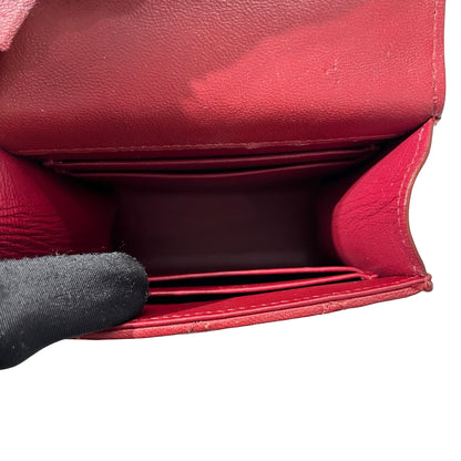 Used CHANEL Lambskin Leather Mini Handle Mini Bag GHW Red