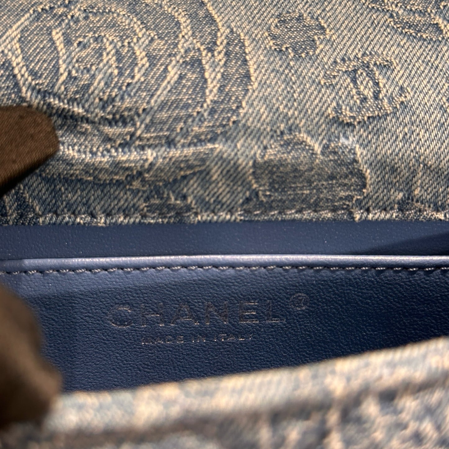 Used CHANEL Denim 23P CAMELIA HEART CRUSH FLAP Cross Body Bag Denim Blue