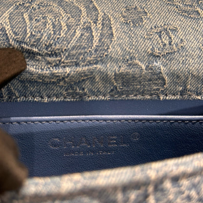 Used CHANEL Denim 23P CAMELIA HEART CRUSH FLAP Cross Body Bag Denim Blue