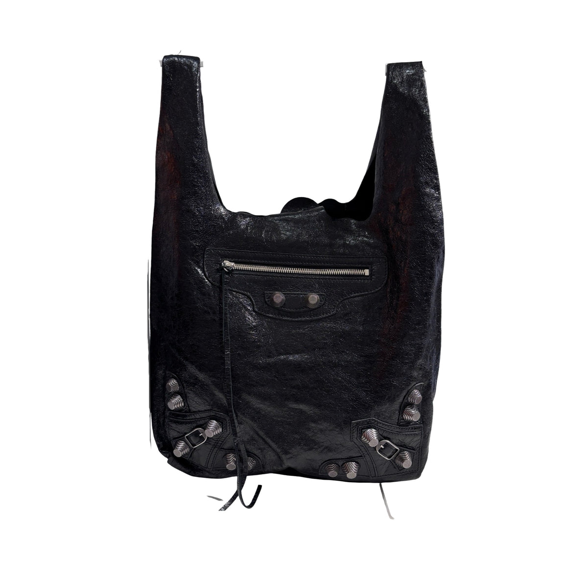 Used BALENCIAGA Leather City Tote Bag Shoulder Bag Black