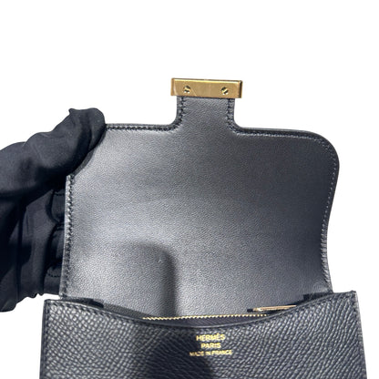 Used HERMÈS Calfskin Leather Constance Slim Cross Body Bag Black GHW