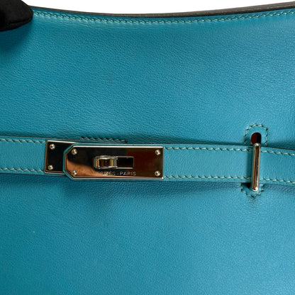 Used HERMES Swift Jypsiere 28 Shoulder Bag Bleu Jean PHW