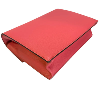 Used HERMES Chevre Verrou Clutch Handbag Pink PHW