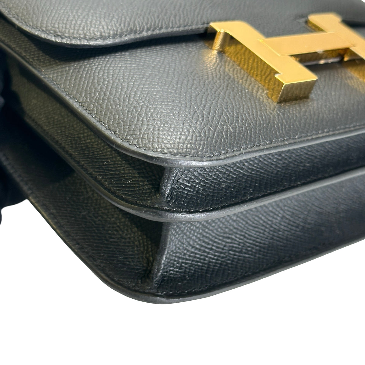 Brand New HERMES Epsom Constance Mini Cross body bag Black Gold Hardware