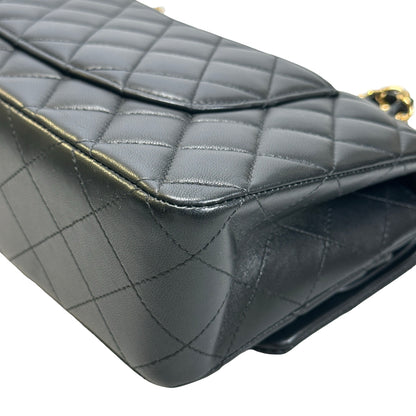 Used CHANEL Quilted Lambskin Classic Flap 25 Chain Shoulder Bag Black Gold