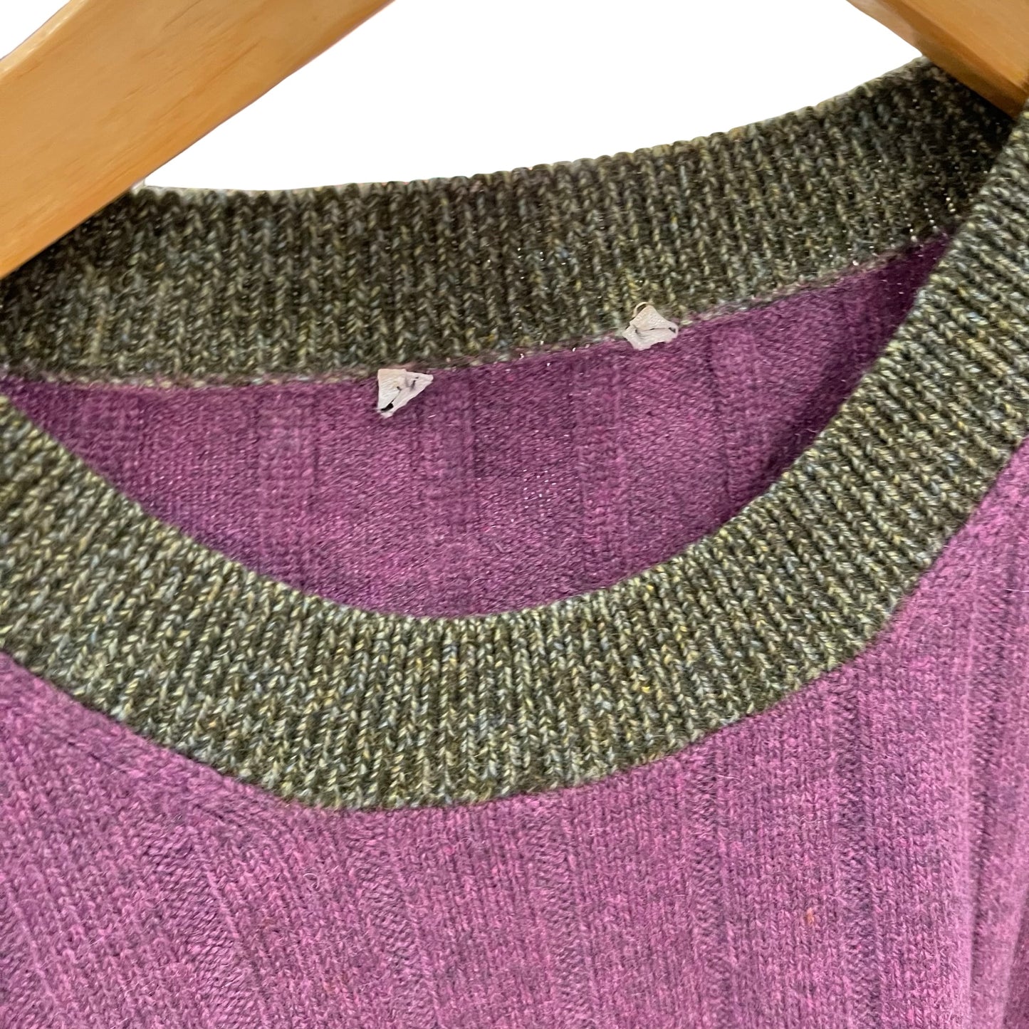 Used CHANEL Cashmere Knit Top Set Clothes Purple Green