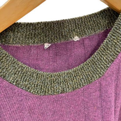 Used CHANEL Cashmere Knit Top Set Clothes Purple Green