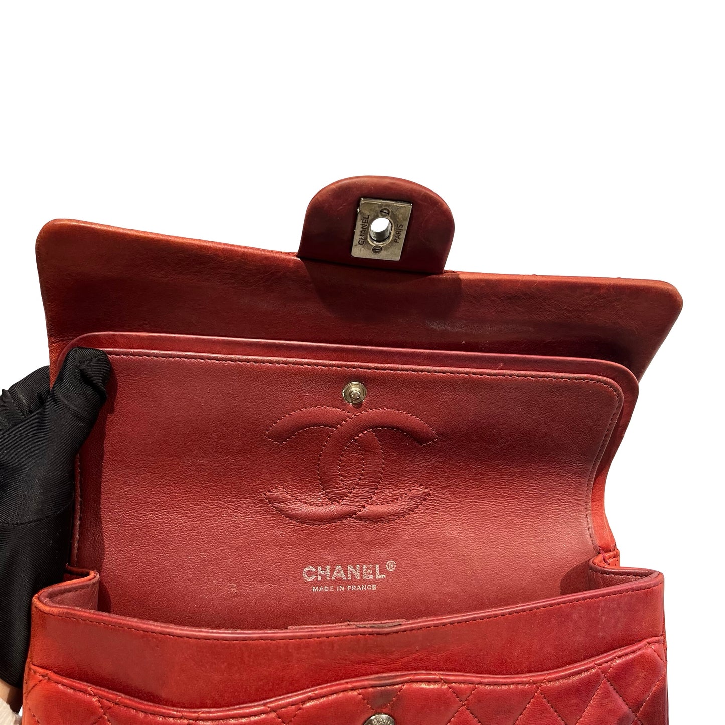 Used CHANEL Quilted Classic Flap Chain Shoulder Bag Red