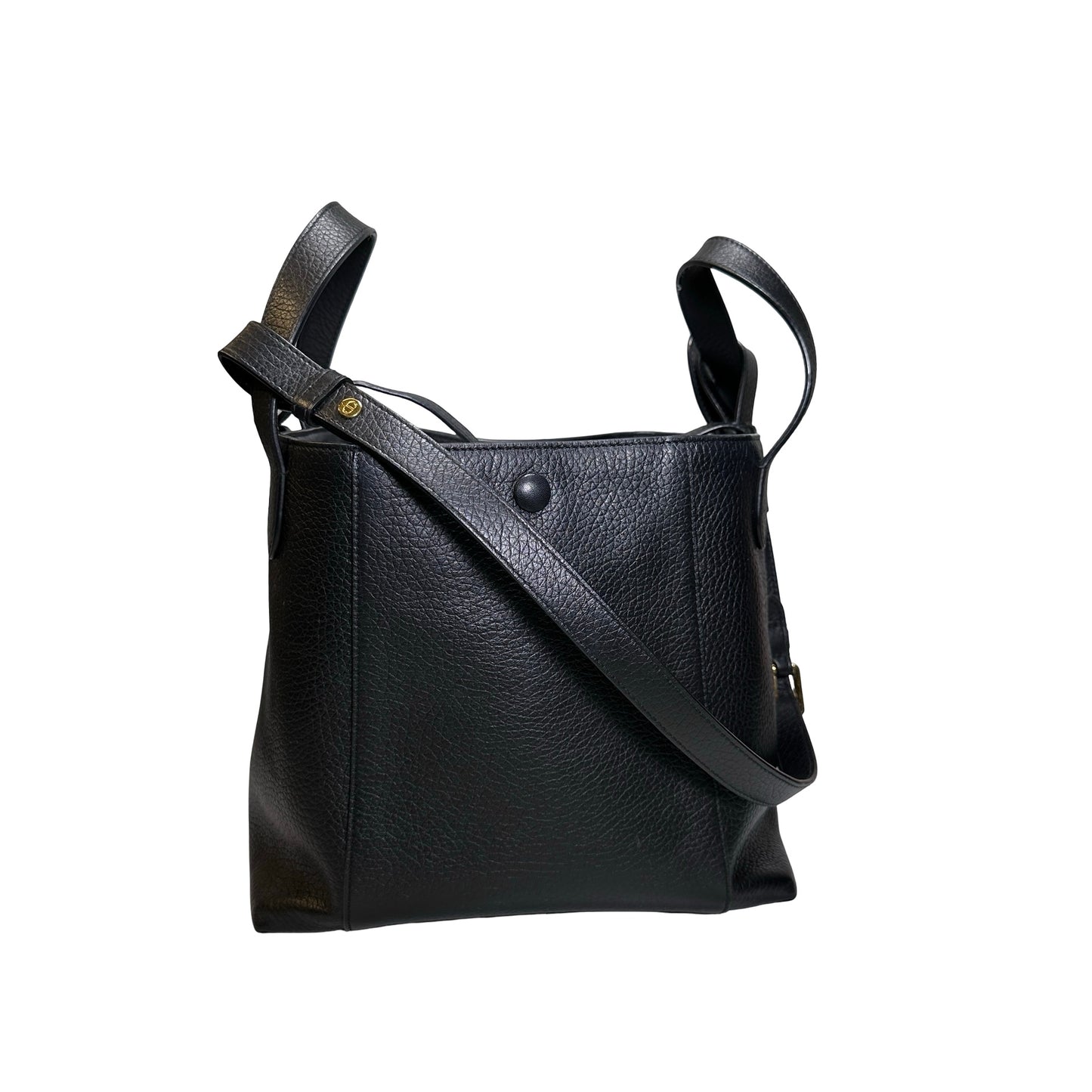 Used DIOR Grained Calfskin C'est Dior Bucket Bag Black GHW