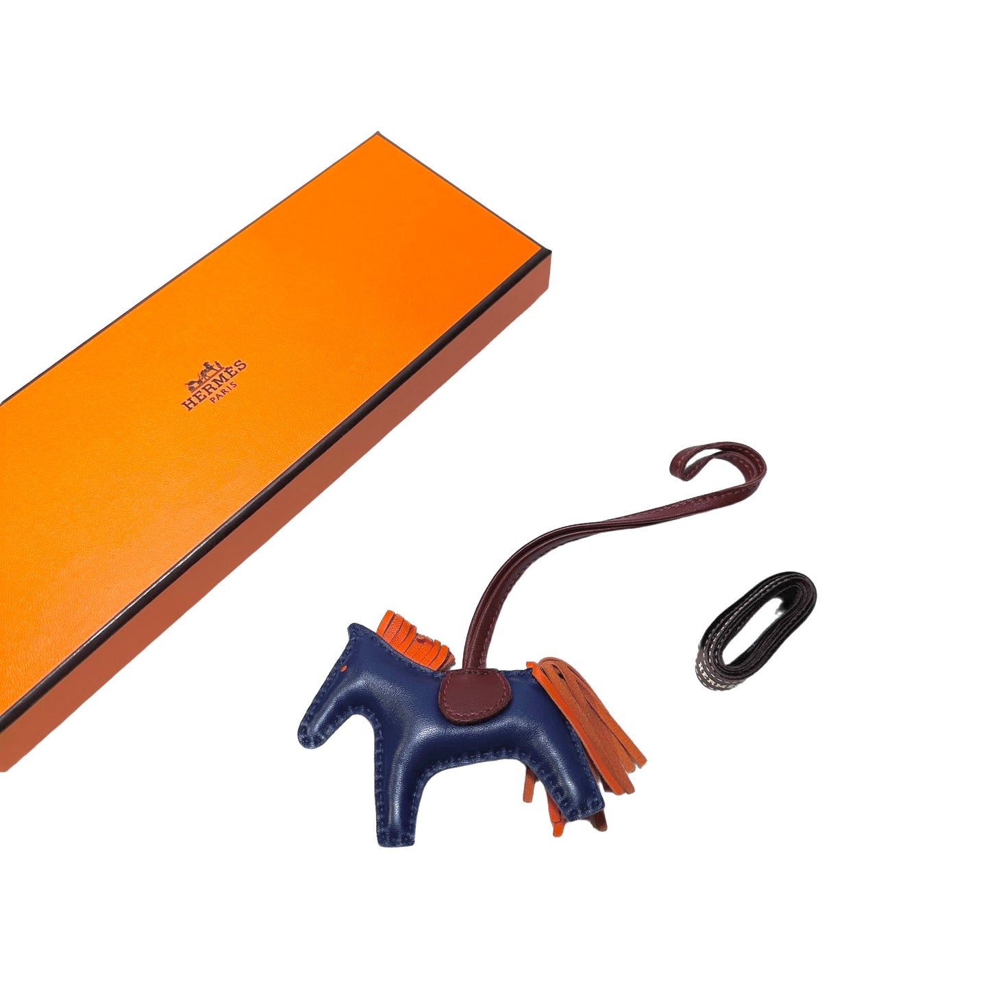 Used HERMÈS Lambskin Leather RODEO Rodeo Navy Blue