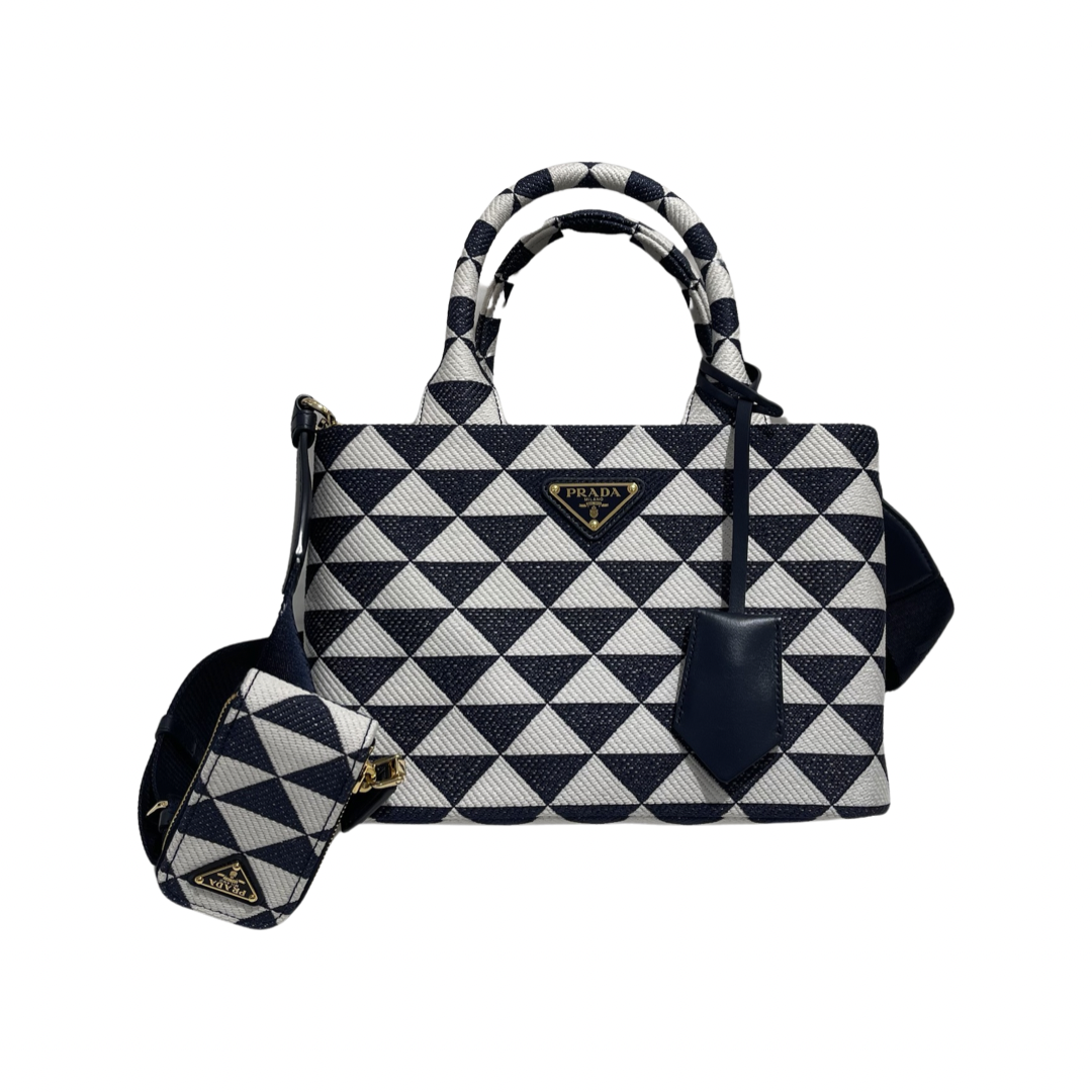 Canvas Symbol Jacquard Two Way Shoulder Bag [100561]