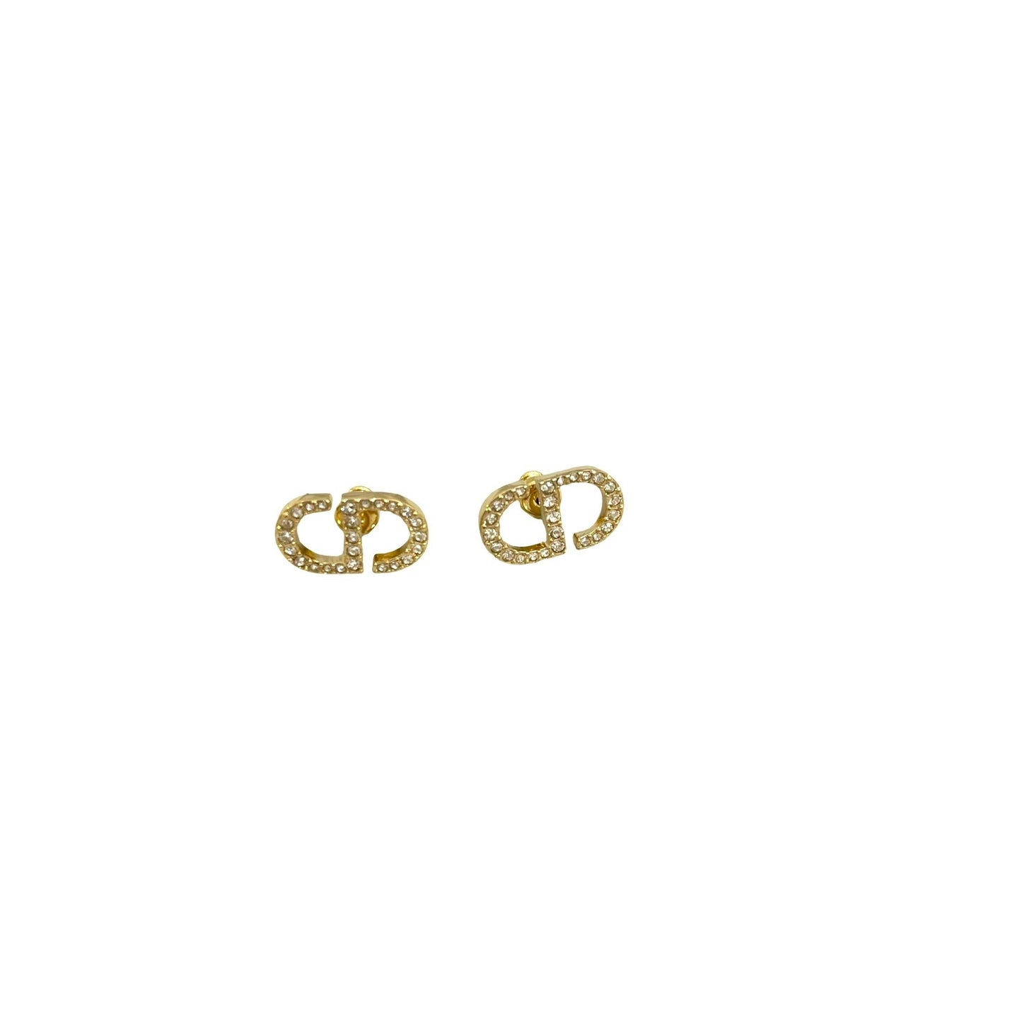 Gold- Finish Metal Petit Cd Stud Earrings & Earpins [100711]