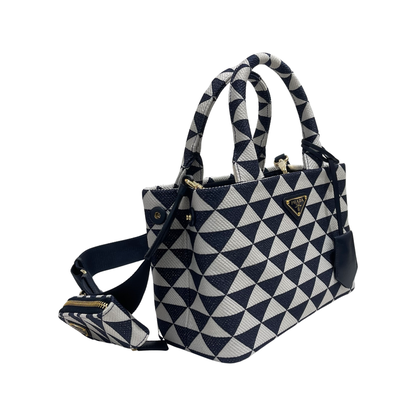 Canvas Symbol Jacquard Two Way Shoulder Bag [100561]