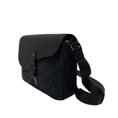 Oblique Calf Skin,Canvas Saddle flap messenger bag Shoulder bag [101136]