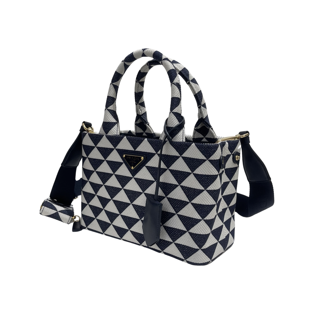 Canvas Symbol Jacquard Two Way Shoulder Bag [100561]