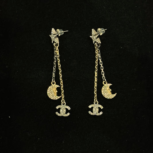 star and moon cc logo earrings Earrings & Earpins [101078]