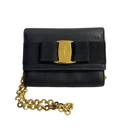 Calf Skin Vara Ribbon Chain Shoulder Bag Chain Shoulder Bag [100849]