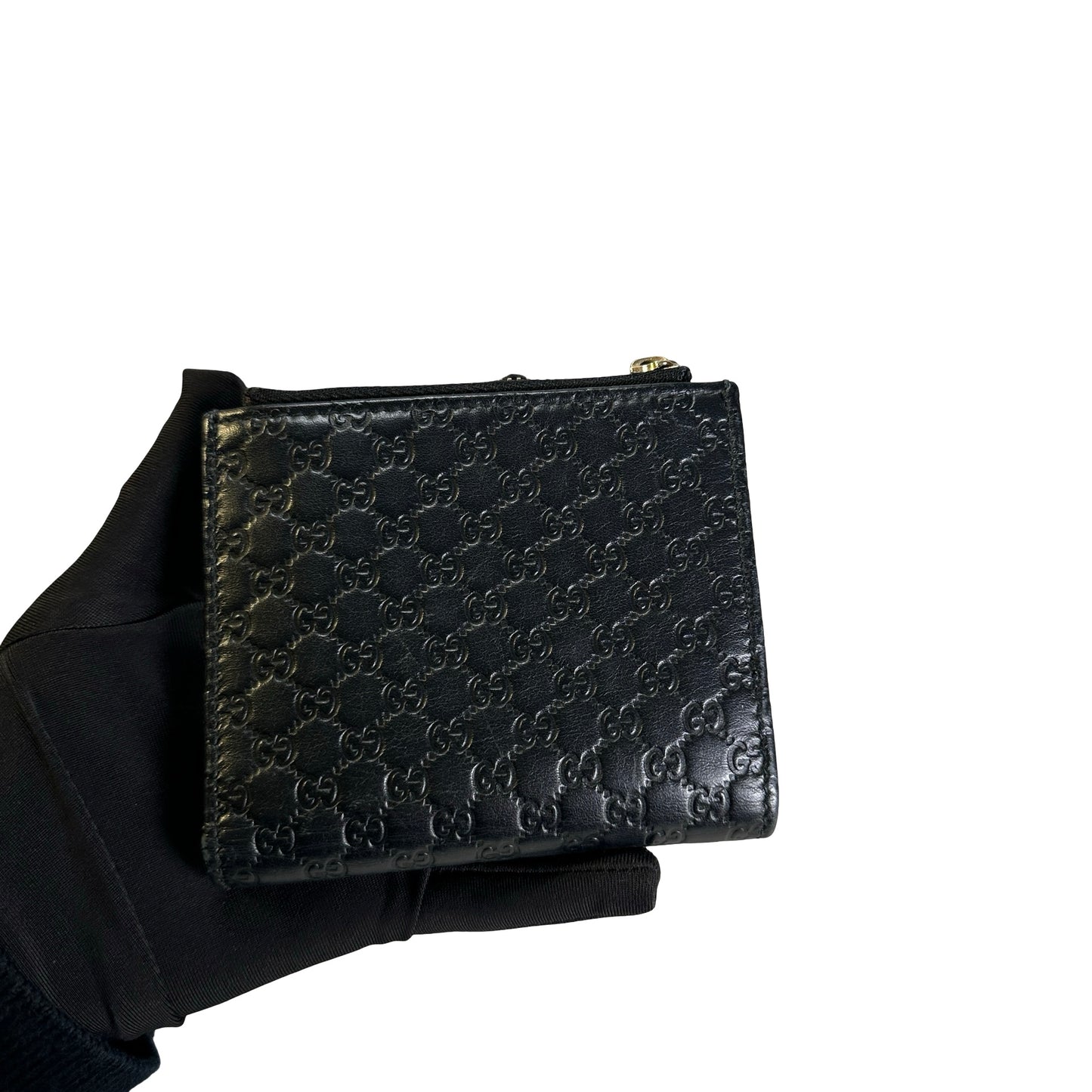 Used GUCCI Microguccissima Leather Microguccissima Compact Wallet Wallet Black GHW