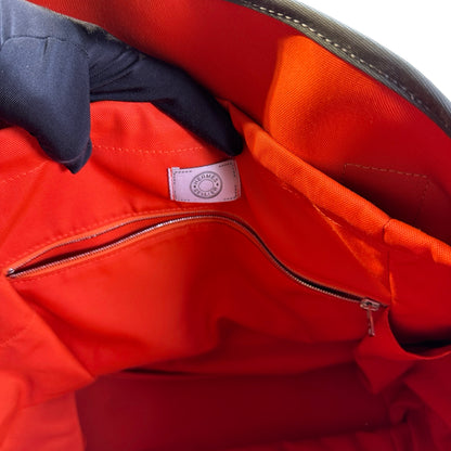 Used HERMES Canvas Grooming Bag Tote Bag Khaki Orange
