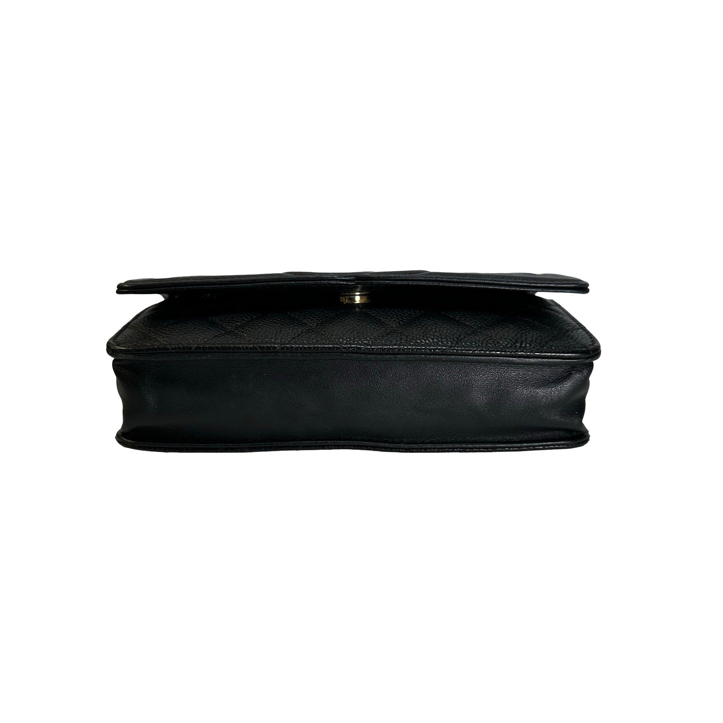 Used CHANEL Quilted Caviar Wallet On Chain Wallet on chain Black Gold