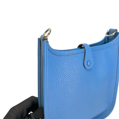 Used HERMES Leather Evelyne Shoulder Bag Blue