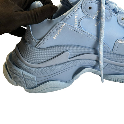 Used BALENCIAGA Logo Triple S Sneakers Light Blue