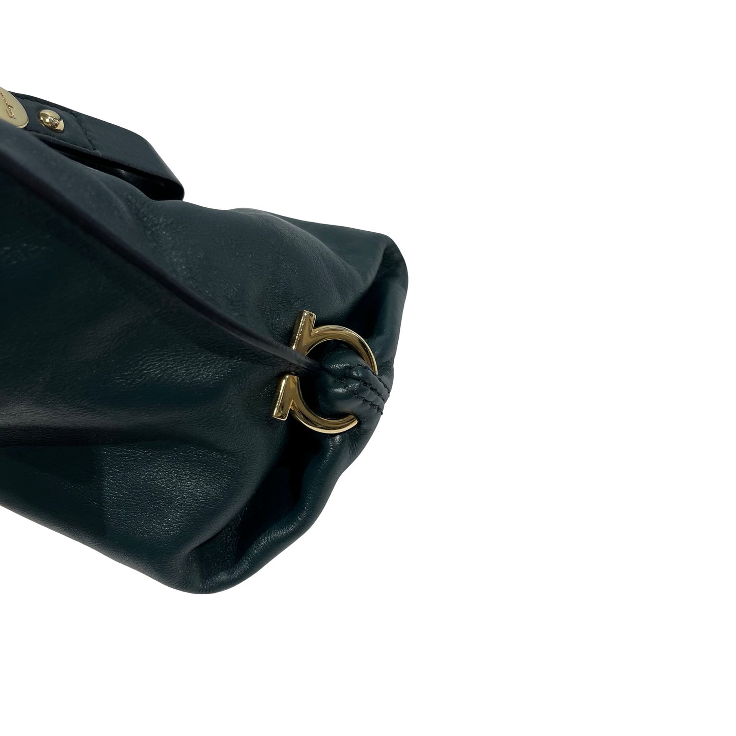 SALVATORE FERRAGAMO Leather Sofia Handbag Dark Green