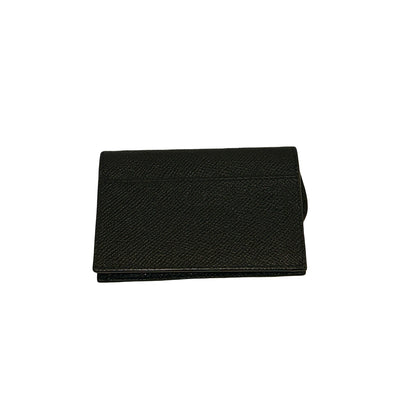Used DIOR Goatskin Saddle Flap Card Holder Black GHW