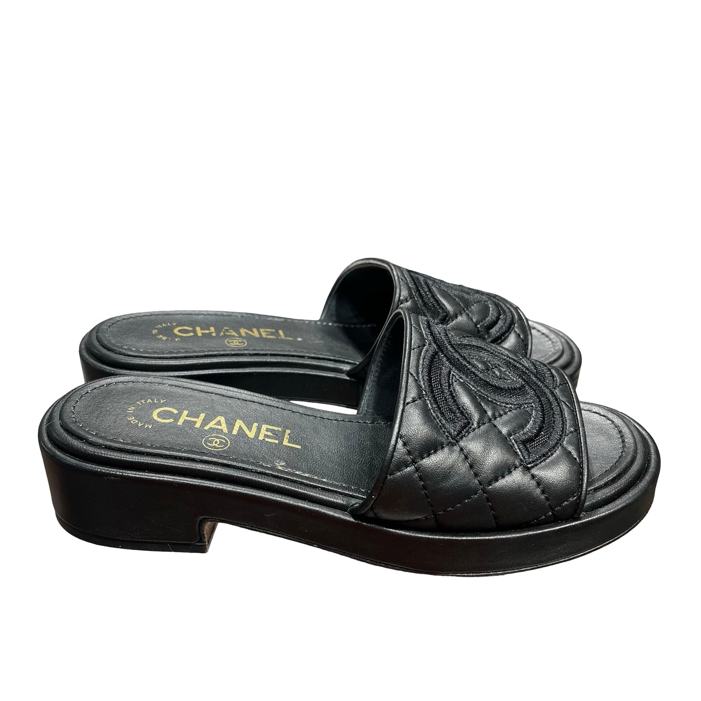 Used Chanel Slide Sandals Black