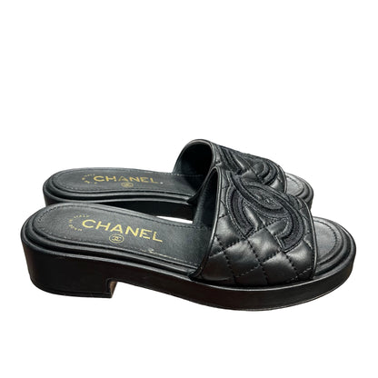 Used Chanel Slide Sandals Black