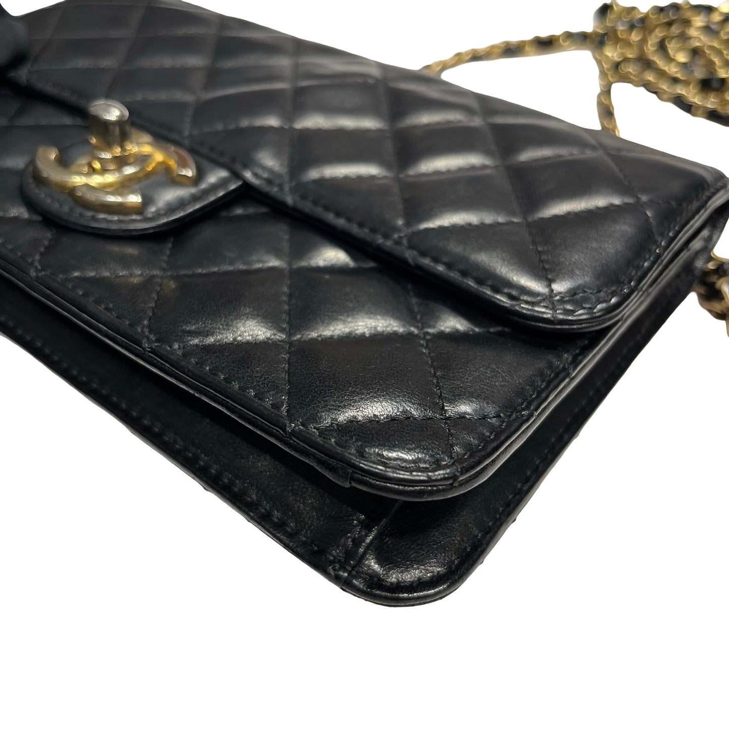 Used Chanel Classic Flap Chain Shoulder Bag Black GHW