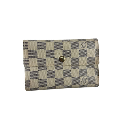 Used LOUIS VUITTON Damier Azur Canvas Portefeuille Sarah Long wallet White Blue