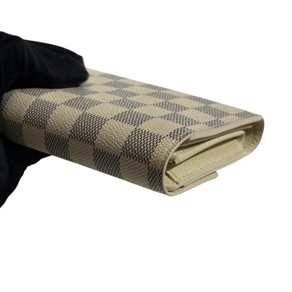 Used LOUIS VUITTON Damier Azur Canvas Portefeuille Sarah Long wallet White Blue