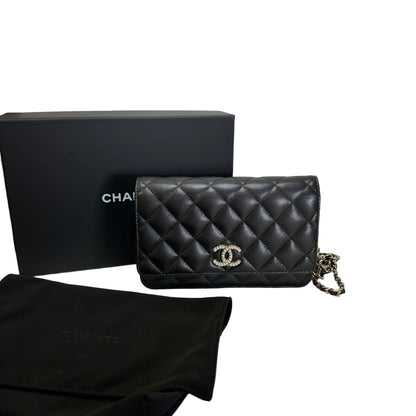 Used CHANEL Caviar Quilted WOC Wallet on chain Black GHW