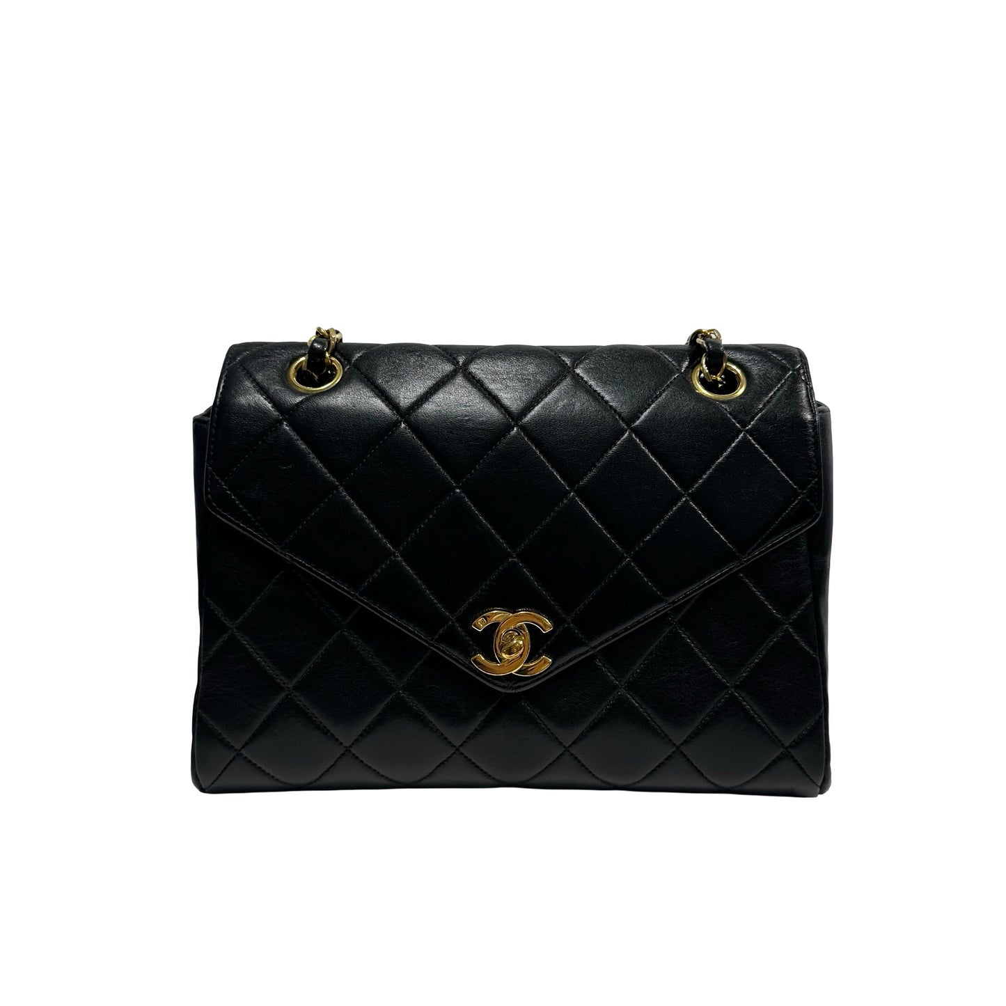 Used CHANEL Quilted Vintage shoulder bag Chain Shoulder Bag Black Gold hardware