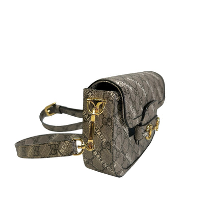 Used BALENCIAGA X GUCCI BB Monogram Hacker Project Horsebit 1955 Small Bag Shoulder Bag Beige Ebony Gold